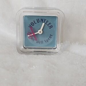 Intel Involved Volunteer Small Desk Clock‎ Gift Employee Cube Block Clear Blue